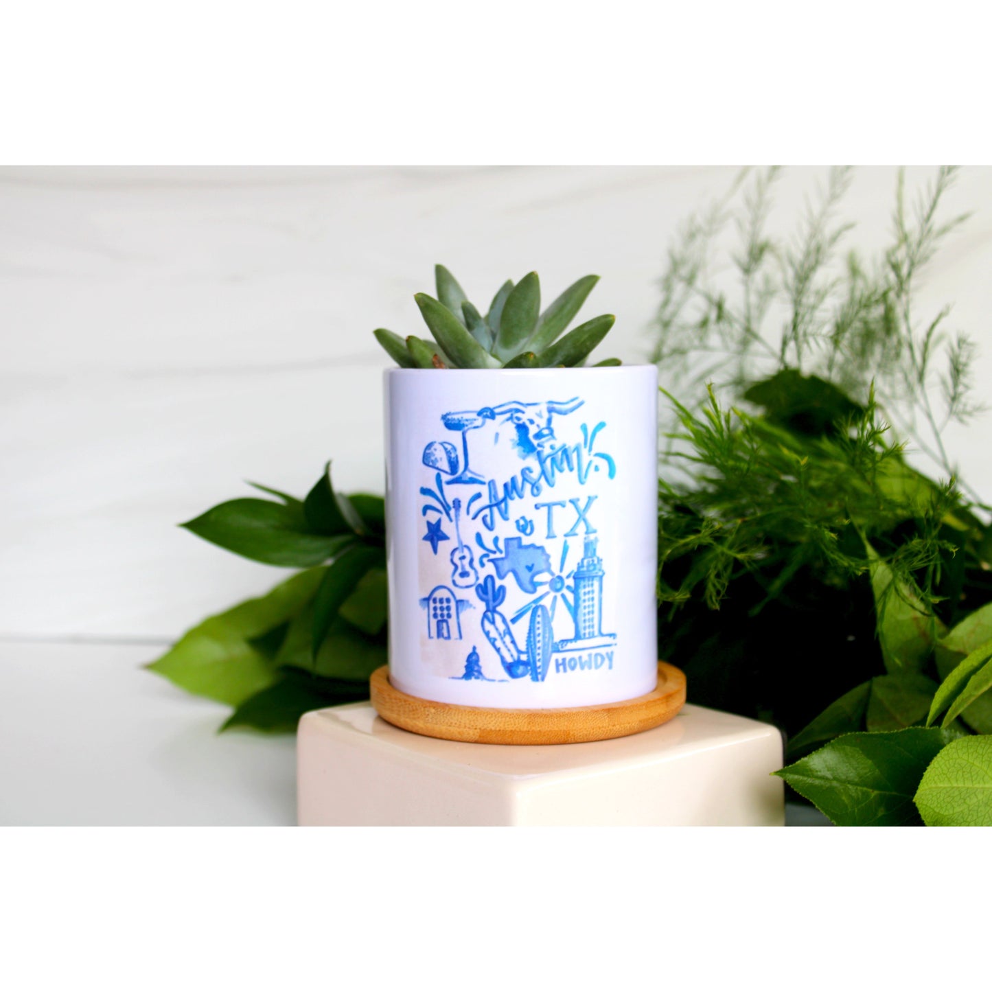 Austin, Texas Blue Print - Special Edition Tall Mod Pot
