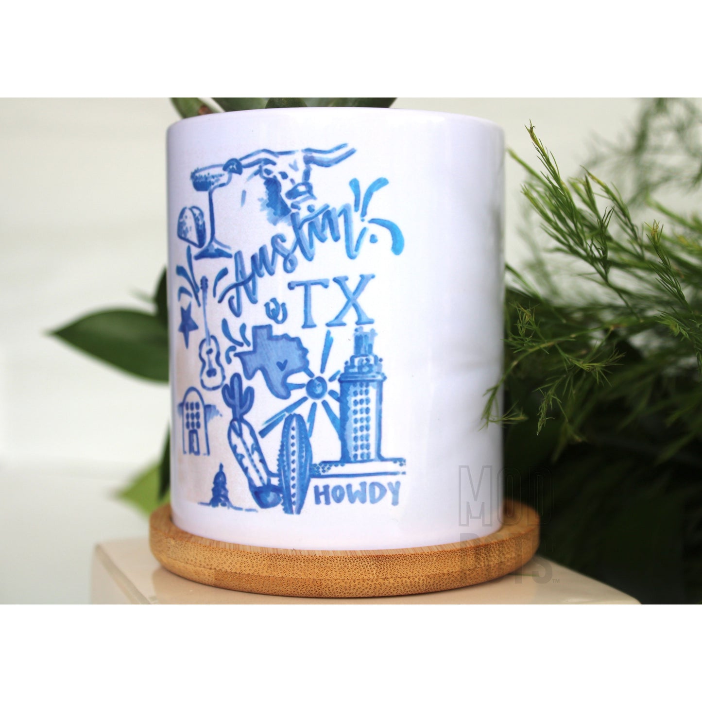 Austin, Texas Blue Print - Special Edition Tall Mod Pot