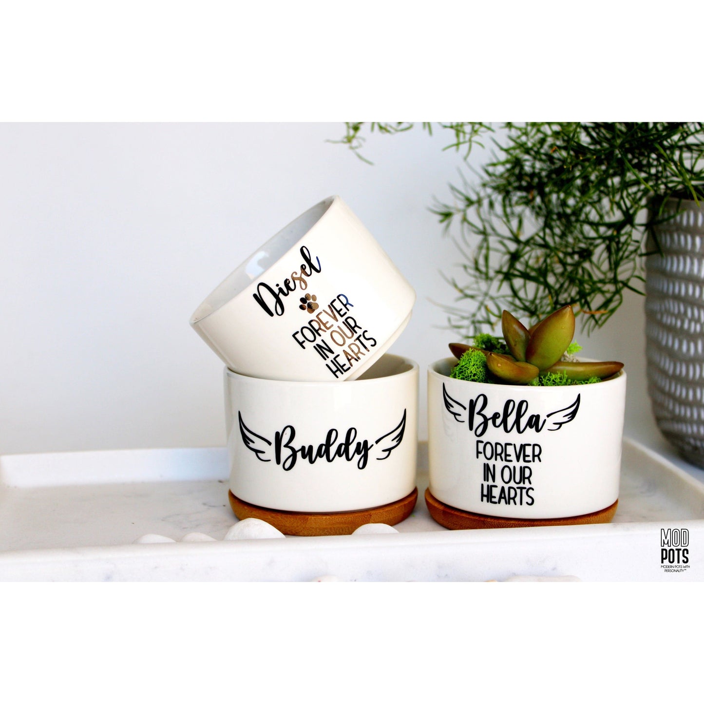 Pet Memorial with Wings and Forever in Our Hearts (personalizable)