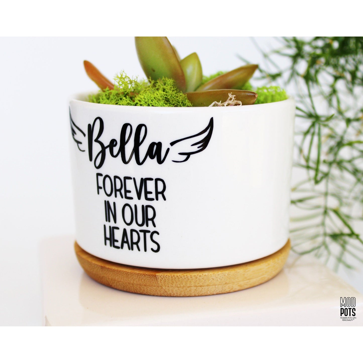 Pet Memorial with Wings and Forever in Our Hearts (personalizable)