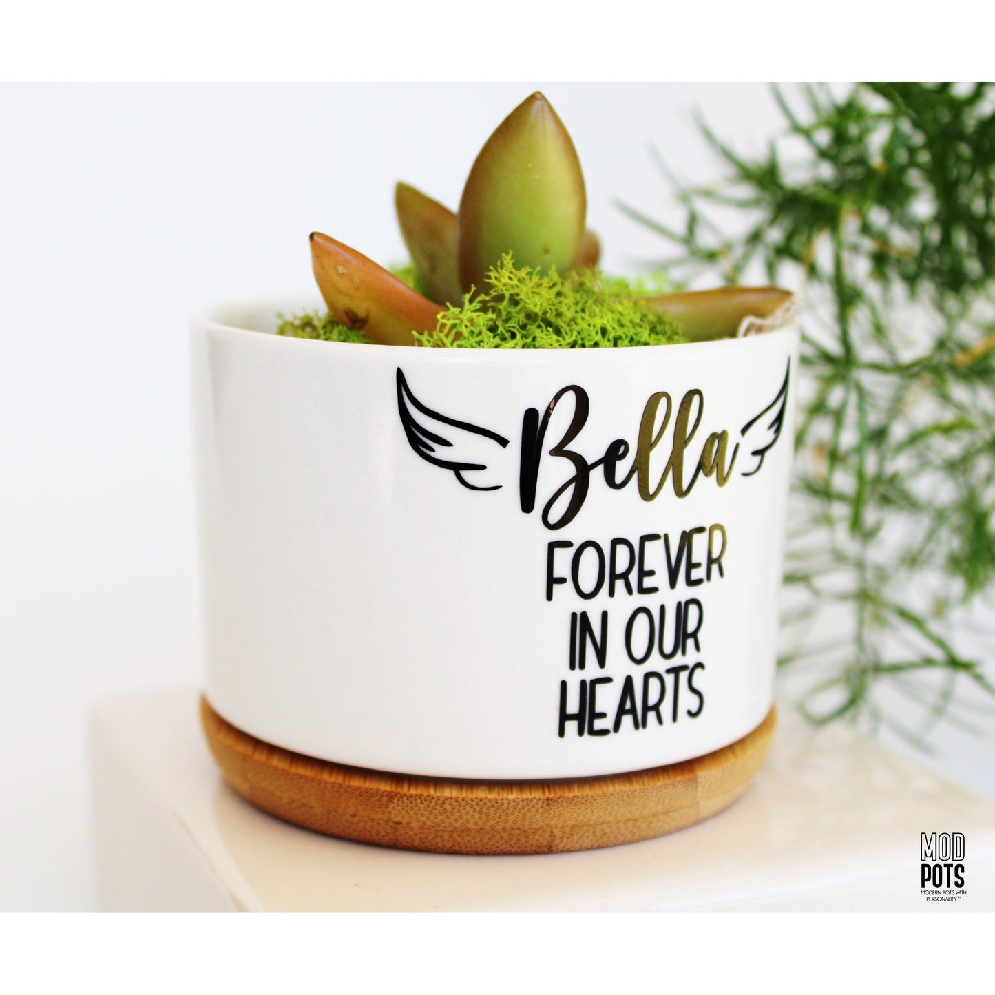 Pet Memorial with Wings and Forever in Our Hearts (personalizable)