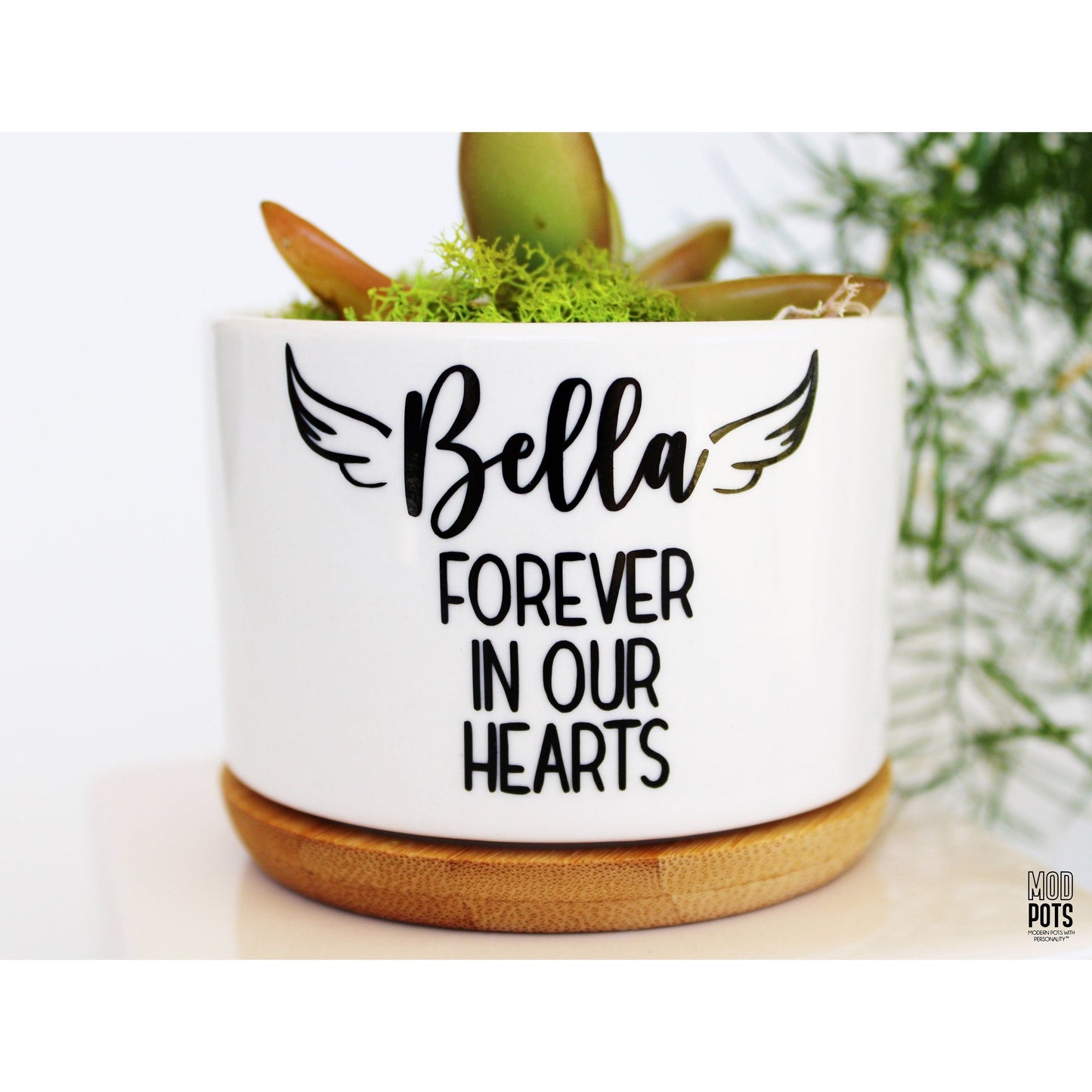 Pet Memorial with Wings and Forever in Our Hearts (personalizable)