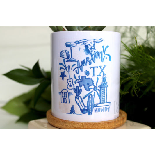 Austin, Texas Blue Print - Special Edition Tall Mod Pot