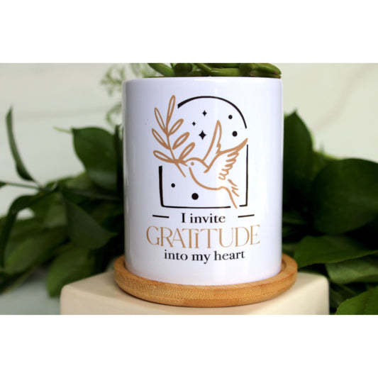 I Invite Gratitude Into My Heart - Special Edition Tall Mod Pot