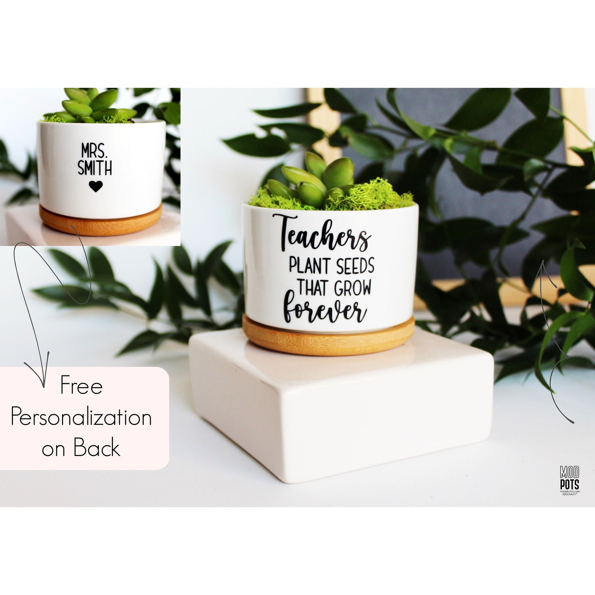 teachers plant the seeds that grow forever Teachers Plant Seeds That Grow Forever (personalizable) – Mod Pots Shop