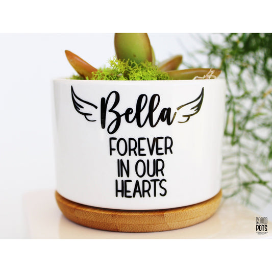 Pet Memorial with Wings and Forever in Our Hearts (personalizable)