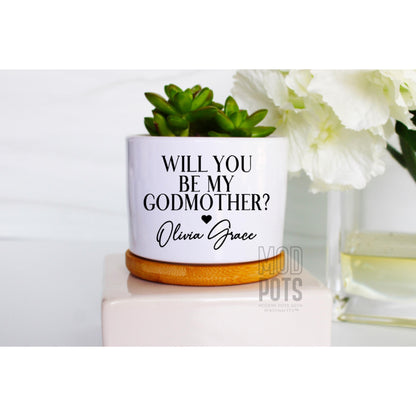 Will you be my Godmother? (with child's name on front)