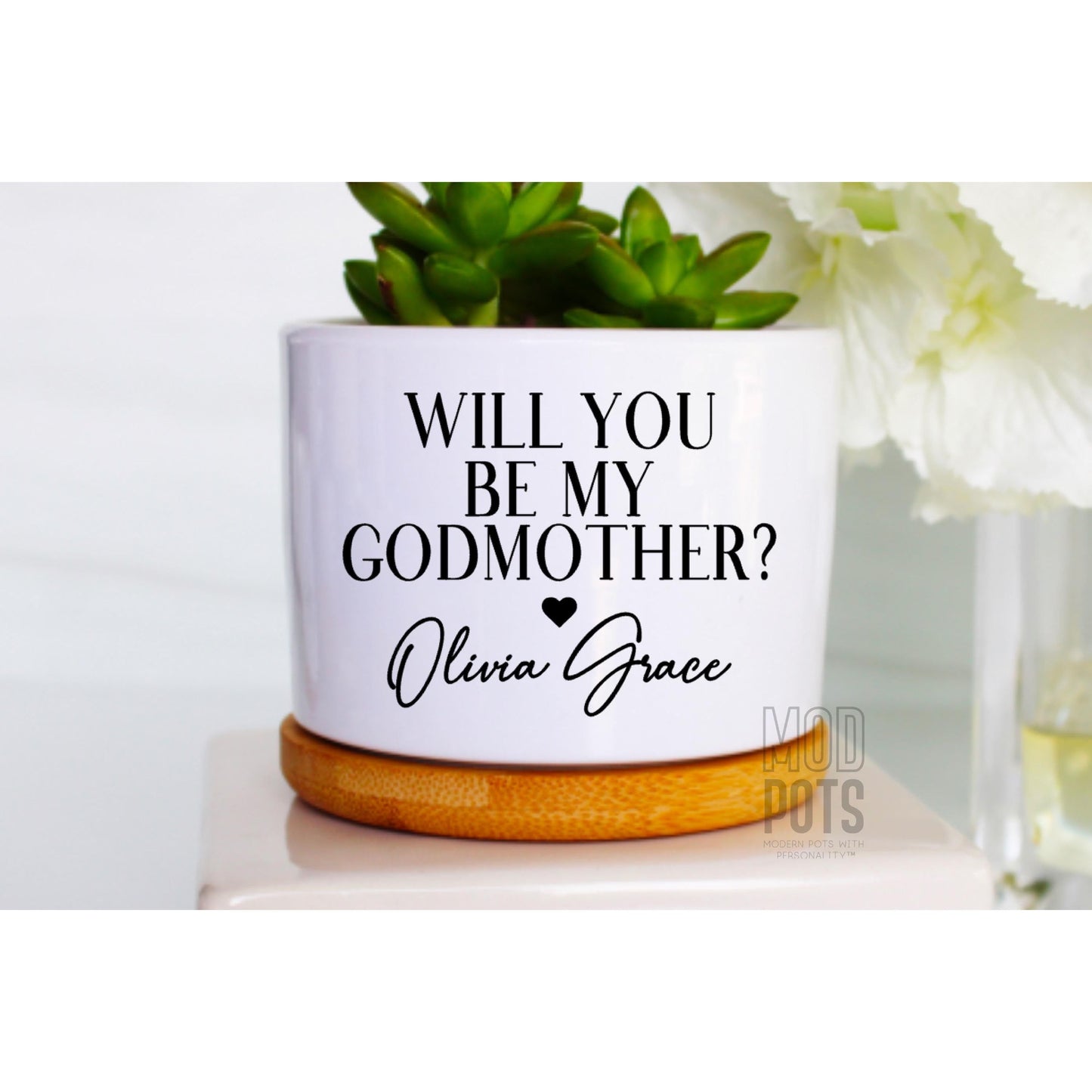 Will you be my Godmother? (with child's name on front)